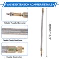 thumbnail image 3 of 1 Set de extensión de válvula de llanta de cobre de 90 grados con adaptador de inflado de válvula de llanta de acero inoxidable flexible de 350 mm para automóvil, motocicleta, RV, camión, bicicleta, 3 of 6