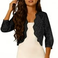 thumbnail image 4 of Purcolt Women's Sheer Floral Lace Cropped Cardigan Elegant Long Sleeve Open Front Shrug Top Summer Casual Jackets for Evening Dresses, 4 of 8