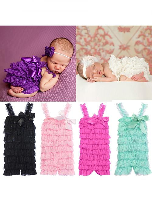 Girls/' Cutie Bowknot Lace Ruffle Petti Toddler Baby Sling Romper Jumpsuit Pretty