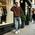 thumbnail image 6 of Fabrcox Fleece Mens Sweatshirt Crew Neck Long Sleeve Shirts Men Streetwear Outdoor Athletic Workout Fall Winter Warm Pullover Men with Chest Pocket Coffee L, 6 of 6