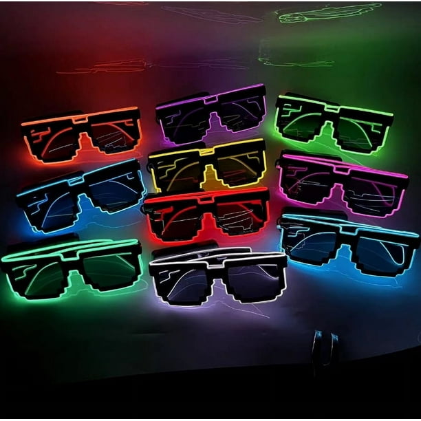 Gafas luminosas de mosaico, gafas de discoteca inalámbricas con luces LED, gafas de baile, gafas luminosas LED, sílabas eléctricas