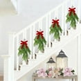 thumbnail image 4 of Artificial Christmas Teardrop Swag 13.78 Inch Winter Greenery Garland with Red Berries Bow Cedar Pine Xmas Door Swag for Front Door Wall Hanging Indoor Outdoor Fireplace Decor, 4 of 7