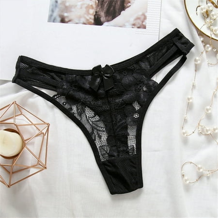 Meiodtion Underwear for Women High Waisted Cheeky Comfort Seamless Panty Cute Thong Elastic Waist Panties  Black  One Size