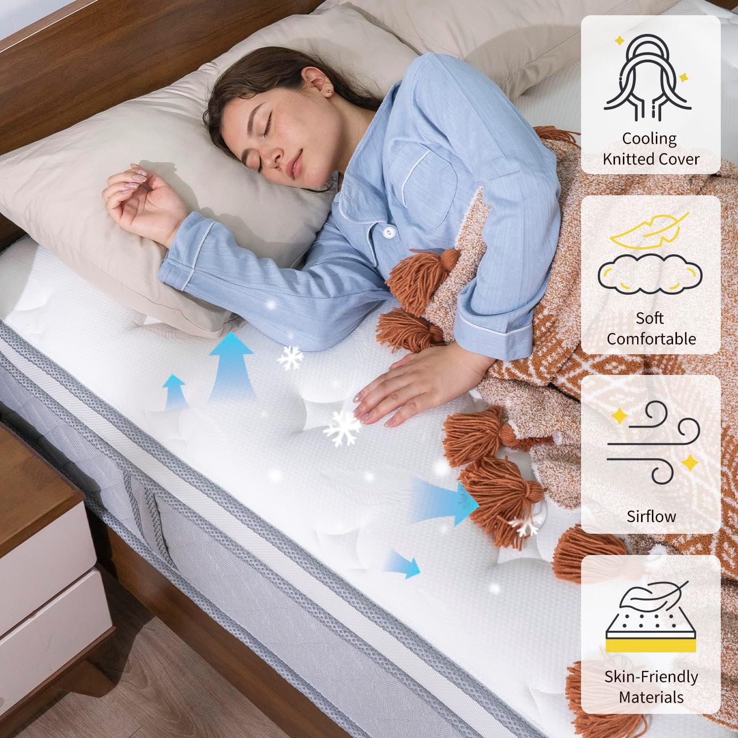 Full Size Mattress 12 Inch Plush Soft Mattress in a Box, Hybrid Cooling Gel Memory Memory Foam and Pocket Springs Bed, Fiberglass Free, Back Support Pressure Relief Breathable