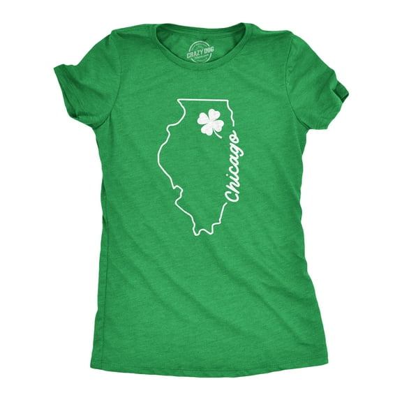Womens Chicago Illinois Saint Patrick's T Shirt Funny St. Paddy's Day Parade Novelty Graphic Tee for Ladies Womens Graphic Tees
