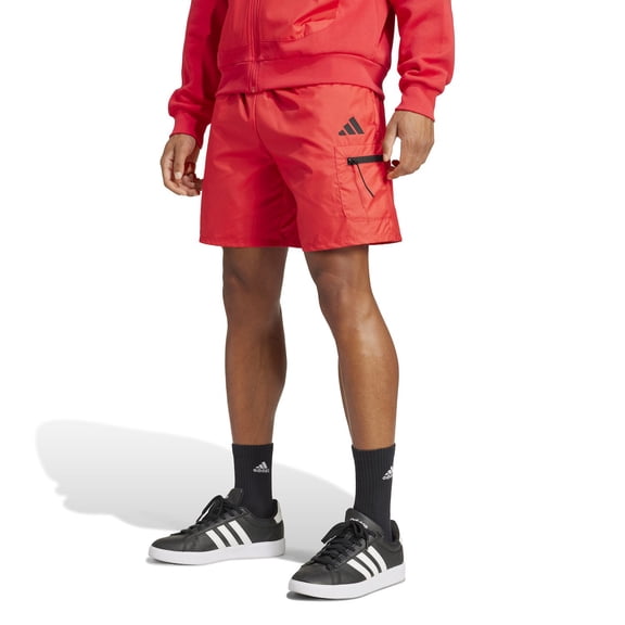 Men's adidas City Escape Sportswear Shorts Color: Pure Ruby Size: M