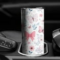 thumbnail image 3 of 20oz Pink Butterfly Star Floral Peach Pattern Skinny Tumblers Stainless Steel Tumbler with Lid and Straw,Vacuum Insulated Double Wall Travel Tumbler Cups with Cleaning Brush for Coffee,Tea, 3 of 6