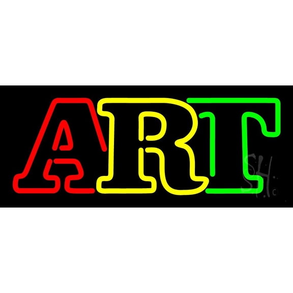 Multicolored Double Stroke Art 1 LED Neon Sign 10 x 24 - inches, Clear Edge Cut Acrylic Backing, with Dimmer - Bright and Premium built indoor LED Neon Sign for art gallery, and exhibition.