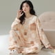 thumbnail image 3 of Pijamas coreanos de manga larga para mujer, traje de estar por casa con estampado de oso, pantalones a cuadros, ropa de dormir para niñas, Otoño e Invierno, 3 of 5