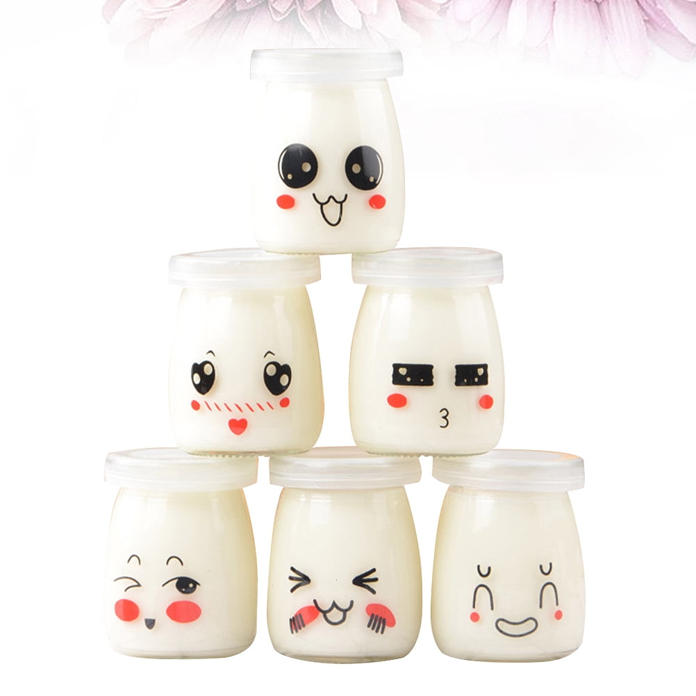 60ml 170ml 210ml Cute Round Glass Pudding Jars for Yogurt with