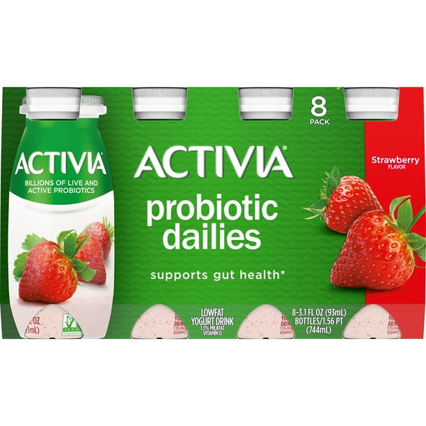 Activia Probiotic Dailies Strawberry Yogurt Drink, 3.1 Oz., 8 Count