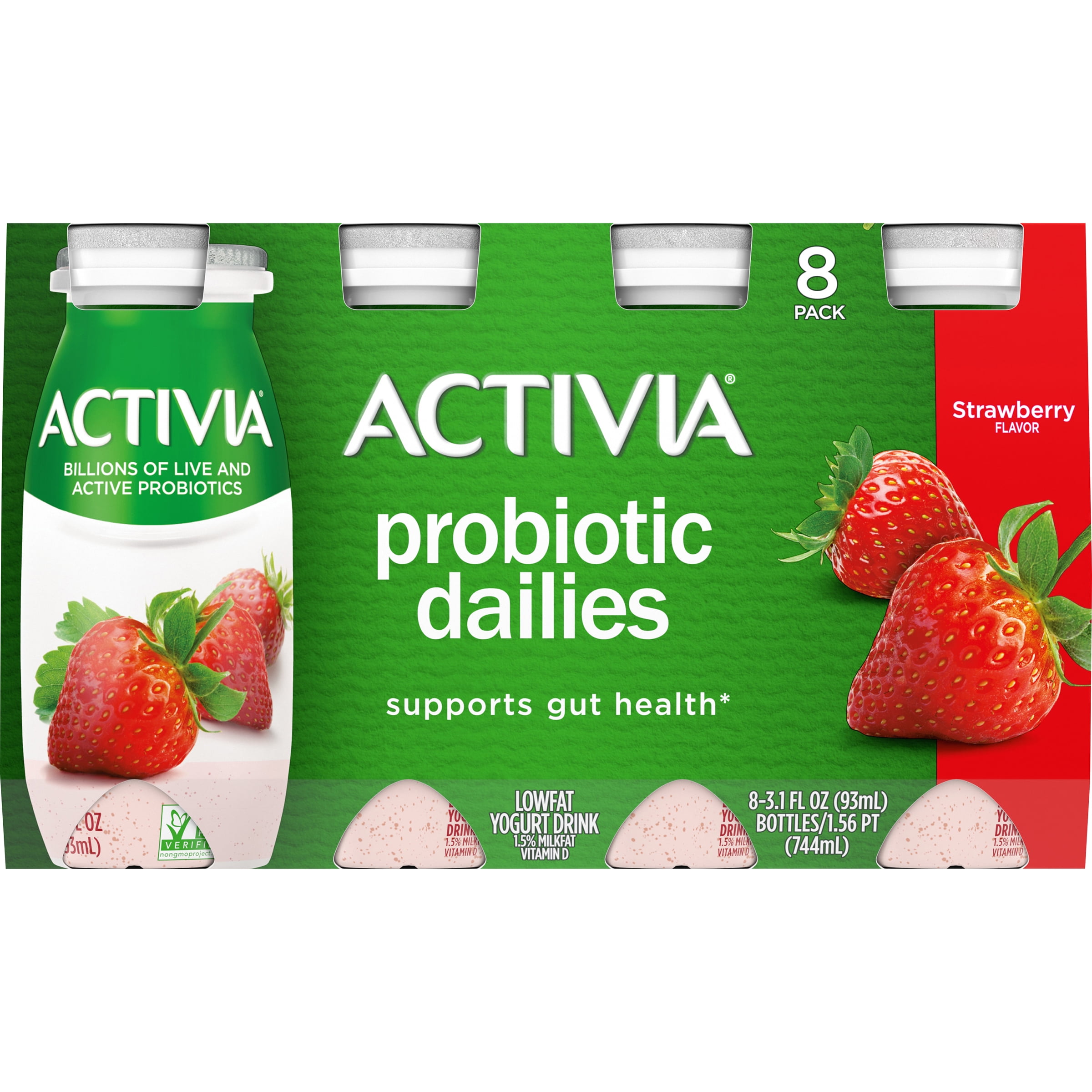Activia Probiotic Dailies Strawberry Yogurt Drink 3 1 Oz 8 Count 