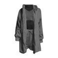 thumbnail image 6 of Women Fuzzy 3 Piece Pajamas Solid Color Cozy Fleece Hooded Cardigan Sleeveless Crop Tops and Shorts Warm Pajama Set (Dark Gray 3XL), 6 of 6