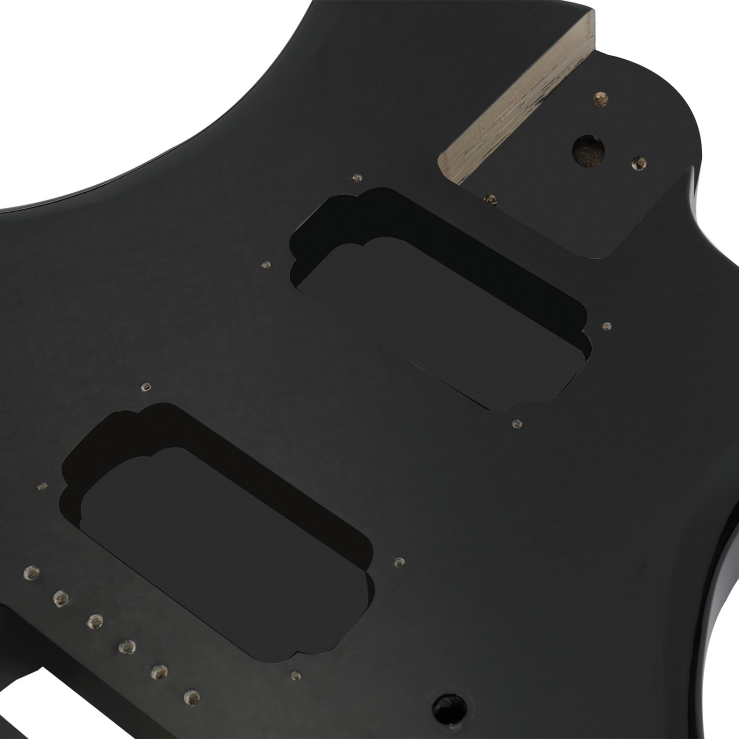 DIY 6 String Flame Shaped Style HSH Electric Guitar Kits with Mahogany Body, Maple Neck and Accessories Black