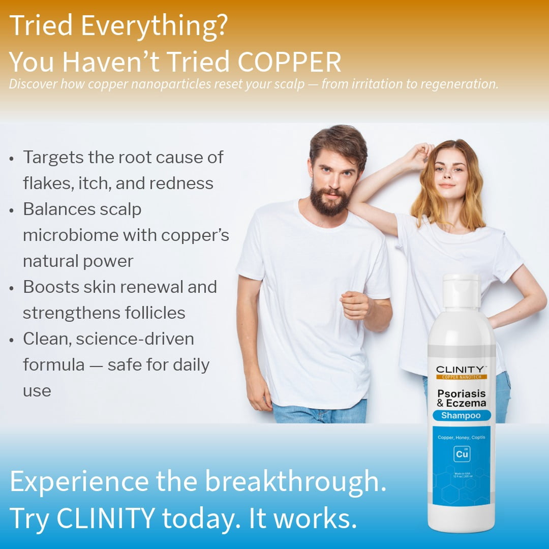 CLINITY Psoriasis & Eczema Shampoo, Hair & Scalp Treatment with Copper, Honey, and Coptis, 8 fl oz