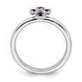 thumbnail image 2 of Sterling Silver Stackable Expressions Rhodium Amethyst Cross Ring Size 8, 2 of 3