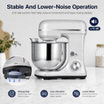 thumbnail image 5 of UHOMEPRO 3-in-1 Stand Mixer, 5QT Tilt-Head 10-Speed Electric Stand Mixer, Stainless Steel Bowl, Dough Hook, Flat Beater and Wire Whisk for Baking, Silver, 5 of 9