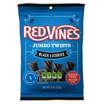 Red Vines Jumbo Twists, Black Licorice Chewy Candy, 8oz Bag