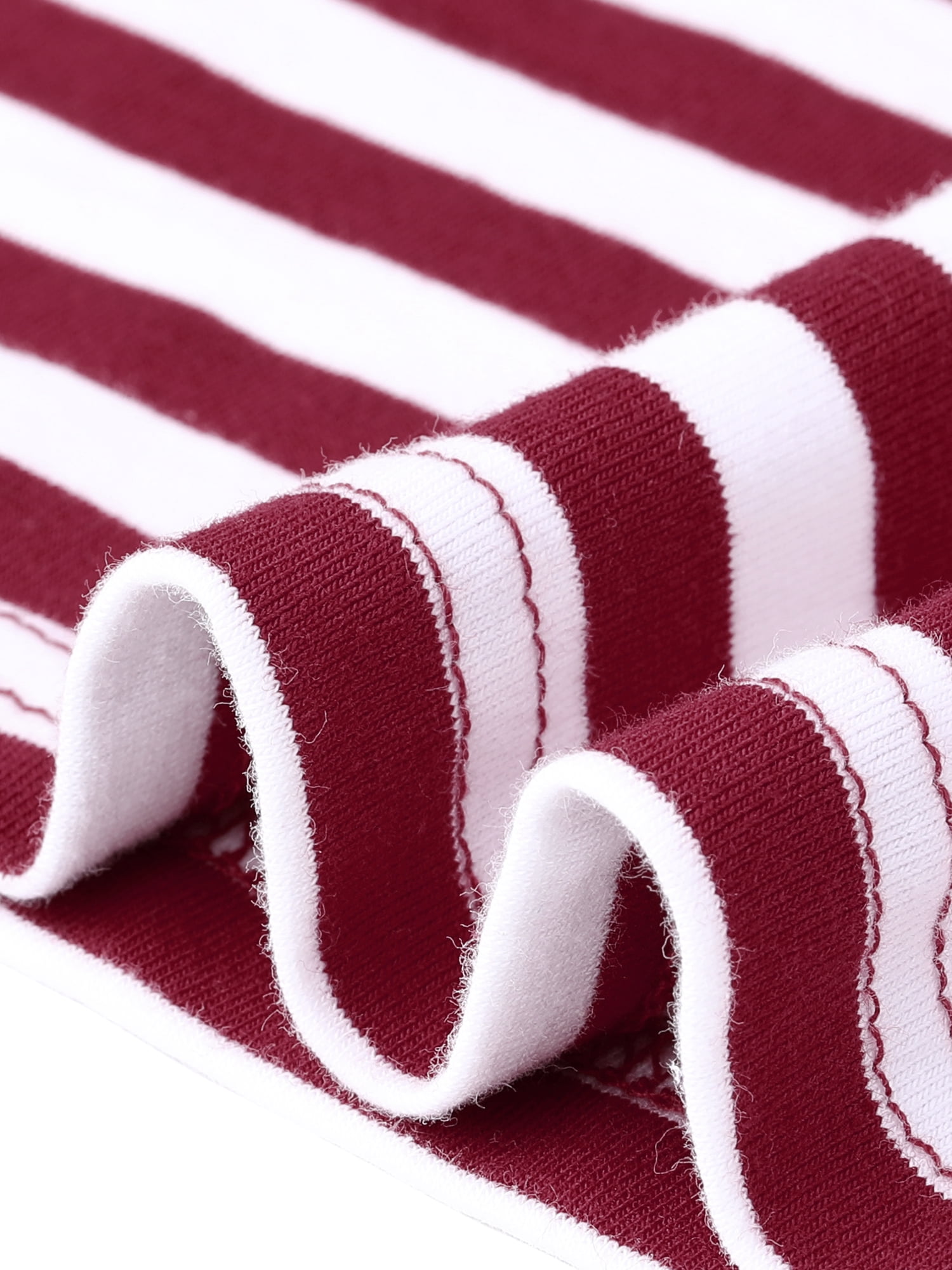 DARING DIVA Women's Striped Long Sleeve Cotton Crew Neck Tees M Deep Red Stripe