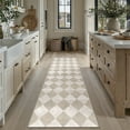 thumbnail image 5 of BERTHMEER 2'x10' Runner Rugs for Entryway Bedroom Living Room Hallway Kitchen Dining Room and Laundry Room Non Slip Washable Geometric Rhombus Checkered Runner Rugs,Beige, 5 of 6