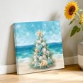 thumbnail image 3 of Canvas Wall Art, Coastal Christmas Tree Framed Canvas Prints for Living Room Bathroom, Beach Sea Starfish Xmas Snowflake Gallery Wrapped Wall Decor for Home Office, Gifts, 12"x12" Ship Next Day, 3 of 9