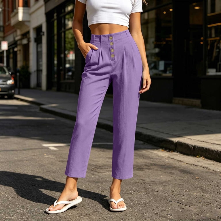 women's purple dress pants Oscar De La Renta Women's Purple Flared Dress Pants, Size 6