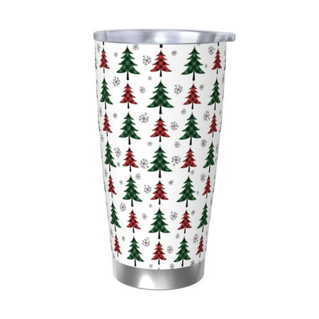 

KLL Buffalo Plaid Christmas Trees Print 40oz Stainless Steel Insulated Car Cup with Spillproof Lid - Keep Your Drink Hot or Cold on the Go-Without Straw