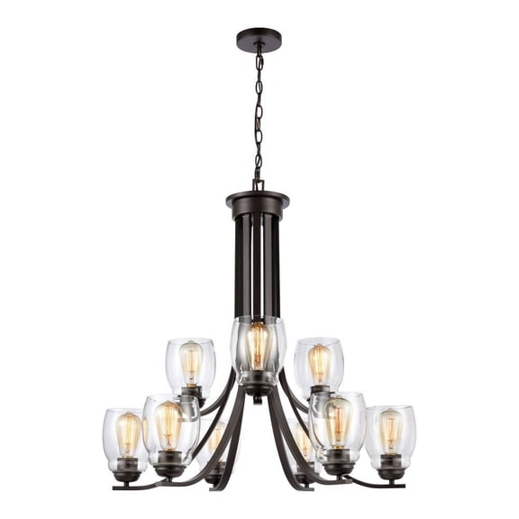 CN320921-Thomas Lighting-9 Light Chandelier-Oil Rubbed Bronze Finish    -Traditional Installation