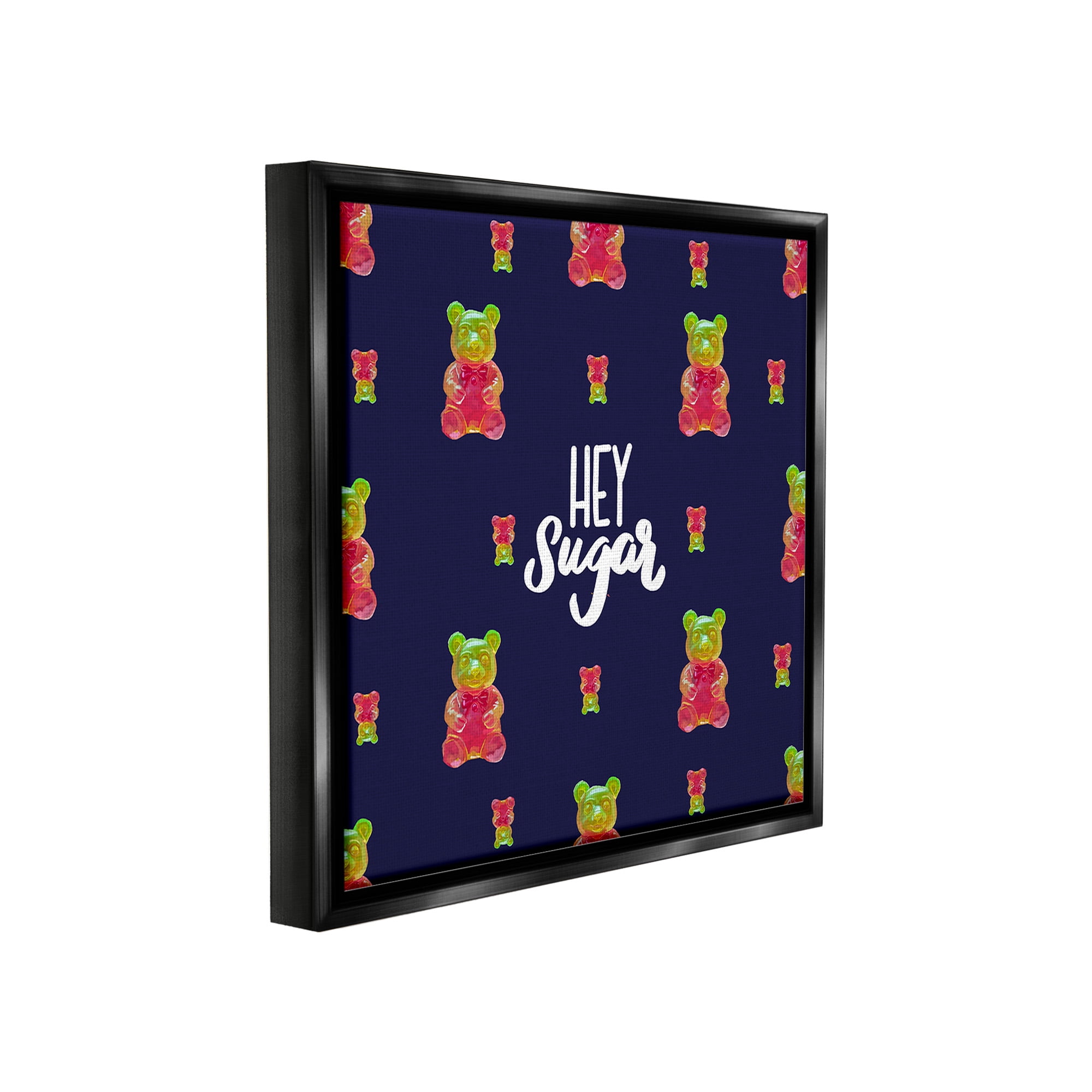 Stupell Industries Hey Sugar Candy Bear Food & Beverage Painting Black Floater Framed Canvas Art Print Wall Art, 25 x 25