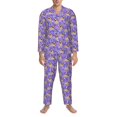 thumbnail image 3 of Balery Pugs and Flowers Pijama para Hombre de Dos Piezas con Manga Larga, Conjunto de Dormir y Descanso Suave con Bolsillos-Medium, 3 of 7