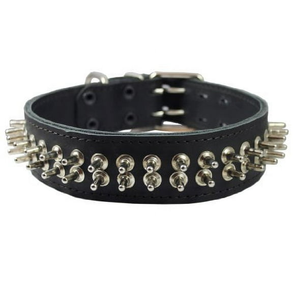 Thick Genuine Leather Spiked Dog Collar 2" wide Sized to Fit 18"-22" Neck. Cane Corso, Rottweiler, Pitbull