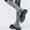 thumbnail image 3 of Ptetnvg Women Knitted Leg Warmers Cozy Thick Knitted Solid Color Anti-slip Leg Warmers with Zipper Closure 1 Pair Japanese Style Stockings, 3 of 7