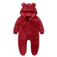 thumbnail image 2 of Ccpelsie Newborn Baby Winter Snowsuit - Bear Outfit Fleece Warm Jumpsuit Romper Hooded Clothes for Infant Girls Boys(Red,6-9 Months), 2 of 4