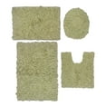 thumbnail image 2 of Home Weavers Bell Flower Collection 100% Cotton Non-Slip Bathroom Rug Set Machine Washable Toilet Lid Cover, Bath Rug, Bathroom Rug, U Shaped Contour, Green Color 4 Piece Bath rug set, 2 of 9