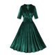thumbnail image 1 of Puntoco Vestido De Manga Corta Con Cuello En V, Vestido Retro Hepburn Para Niña, Falda Completa Con Cuello En V Y Manga Corta, Verde L, 1 of 8