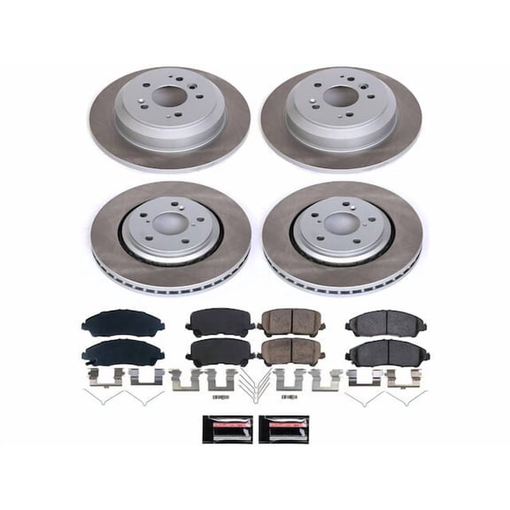 Front and Rear Brake Pad and Rotor Kit - Compatible with 2016 - 2022 Honda Pilot - Power Stop
