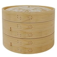 thumbnail image 2 of Multiple Sizes Cooking Tools Dumpling Bao Bun Basket with Lid Steam Pot Bamboo Steamer 2 Tiers 25.5CM, 2 of 8
