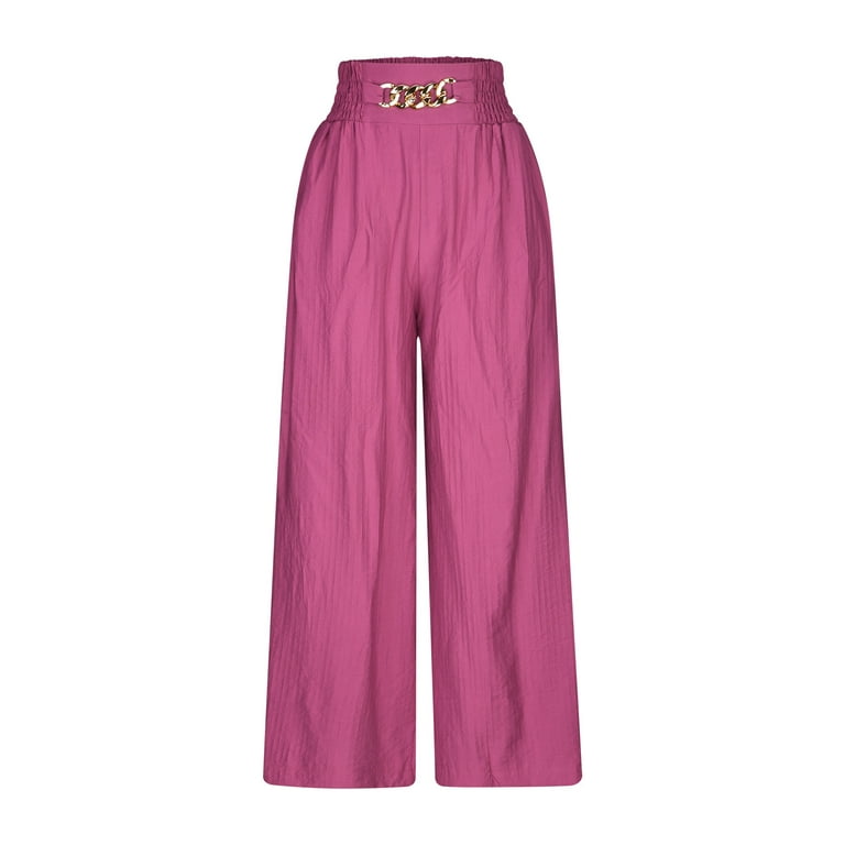 Oalirro Spring and Autumn Pant Womens Long Wide Leg High Waist Baggy  Trousers Women Long Hot Pink