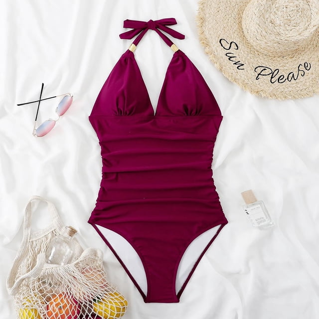 Traje de ba?o de una pieza Traje de ba?o sin espalda sin espalda conservador Talla S LingWen 8390605153280