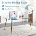 thumbnail image 2 of Tempered Glass Dining Table for 4, Sudica 51" Modern Rectangular Glass Kitchen Table with 4 Golden Plating Metal Legs, 2 of 6
