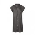 thumbnail image 2 of TIMIFIS Women's summer Dress Fashion Short Sleeve Slim Solid Color Imitation Denim Dresses In Many Occasions for Shopping, Work, leisure and Entertainmentisure, 2 of 6
