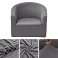 thumbnail image 4 of Solid Color Stretch Sofa Slipcover Loveseat Cushion with Arms and Seat Chair Covers Armchair Slipcovers for Bedroom Living Room Dark Gray, 4 of 10
