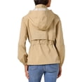 thumbnail image 3 of Chaqueta con capucha ligera para mujer Inspire Chic, con cierre frontal, ideal para senderismo, talla 2XL, color caqui, 3 of 6