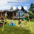thumbnail image 3 of Outdoor 3-Station Playground Set, Metal Swing Sets For Backyard With Climbing Rope, 2 Swings, Heavy Duty Steel A-Frame Swing Stands For Park, 3 of 7