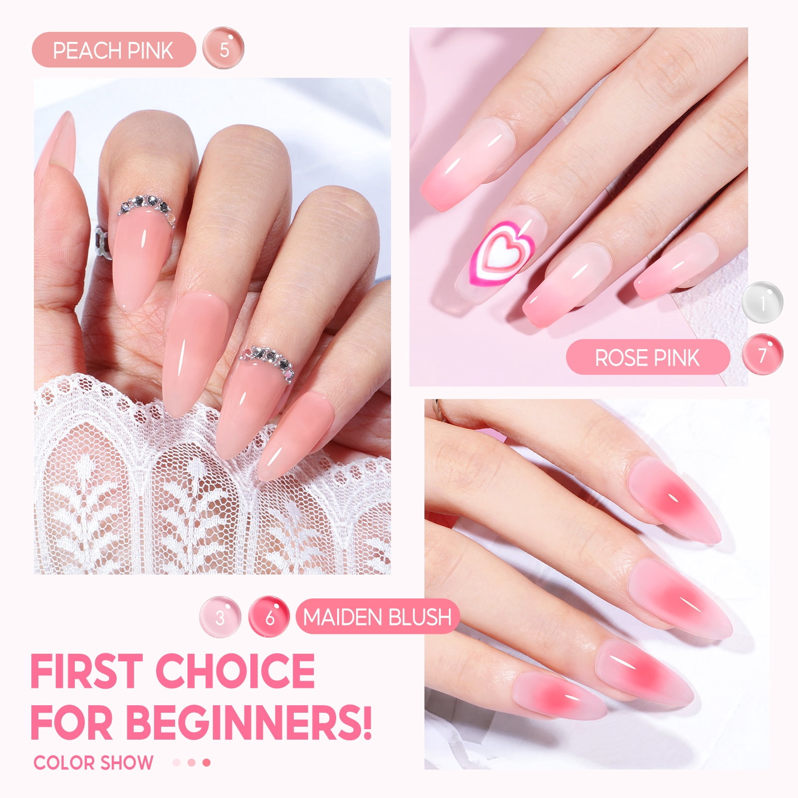 Coscelia Jelly Gel Polish Set Sheer Neutral 22 Colors Gel Polish Set Pink Blue Brown Gel Manicure Kit Nail Art for Women DIY at Home