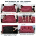 thumbnail image 7 of PiccoCasa Elastic Spandex Sofa Slipcover Inking Painting Pattern Couch Cover, Wine Red 35"-51", 7 of 7