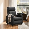 thumbnail image 4 of Alden Design Faux Leather Push Back Theater Recliner Chair with Footrest for Livingroom, Black, 4 of 11