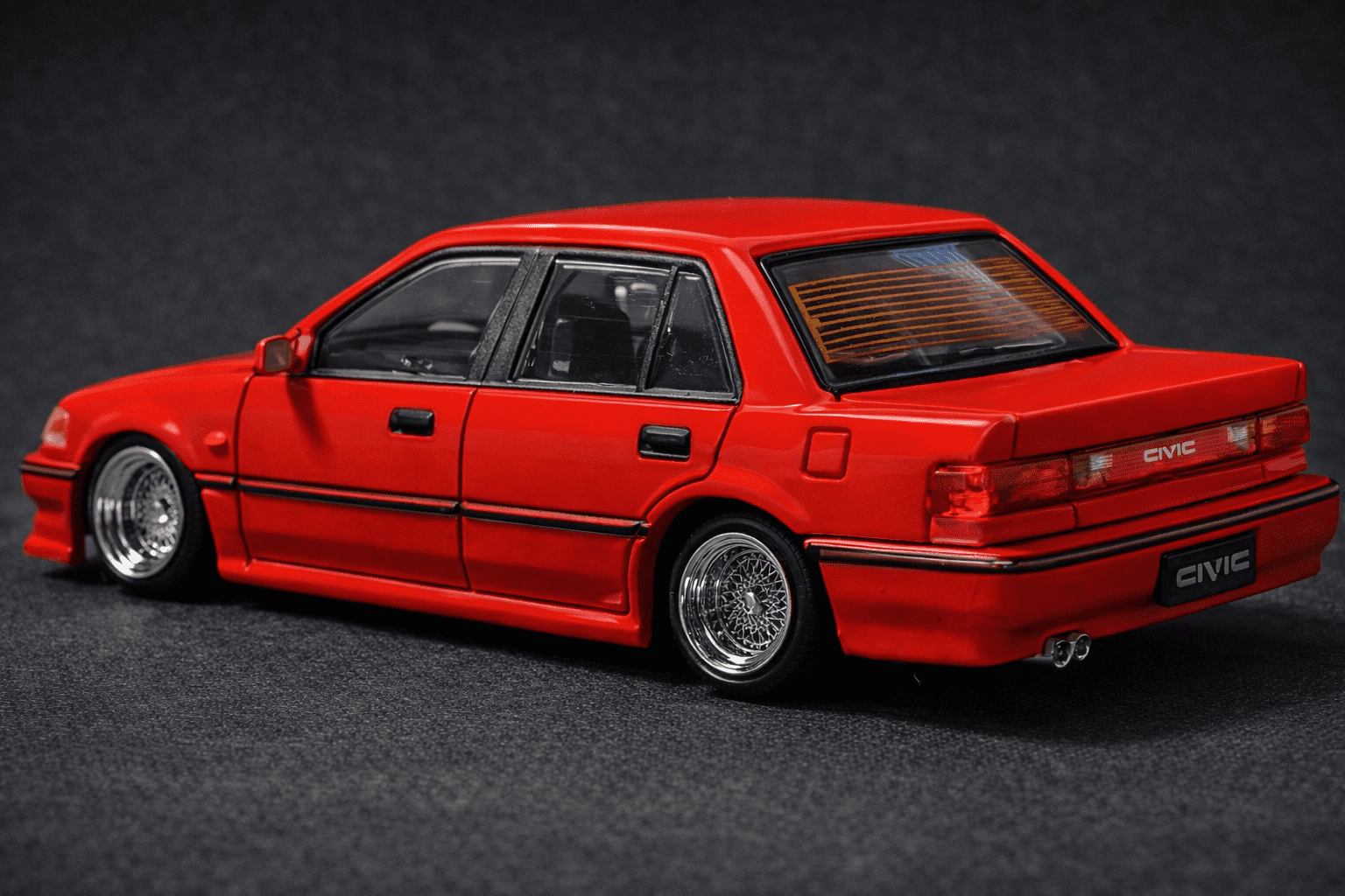 BM Creations 1/64 Honda Civic EF2 1991 LHD Red Diecast Model Car w/ Accessories 64B0401