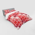 thumbnail image 3 of Geometric Duvet Cover Set, Tile Rectangle Square Cube Vertical Lines Geometrical Shapes Periodic, Bedding Set with Shams and Fitted Sheet, 3 Sizes, by Ambesonne, 3 of 3