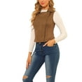 thumbnail image 4 of INSPIRE CHIC Women's Casual Faux Suede Sleeveless Short Biker Vest Jacket XS Camel, 4 of 8